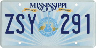 MS license plate ZSY291