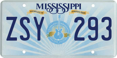 MS license plate ZSY293