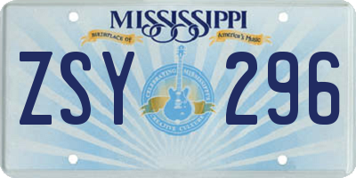 MS license plate ZSY296