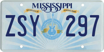 MS license plate ZSY297