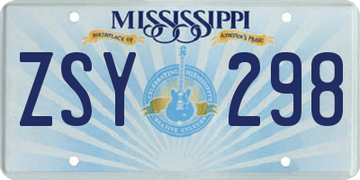 MS license plate ZSY298