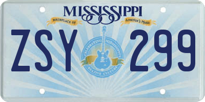 MS license plate ZSY299
