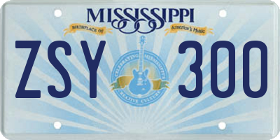 MS license plate ZSY300