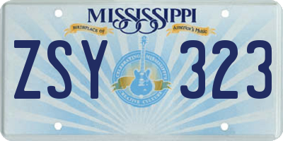 MS license plate ZSY323