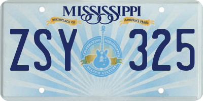 MS license plate ZSY325