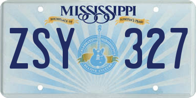 MS license plate ZSY327