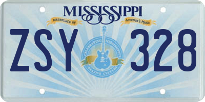MS license plate ZSY328