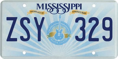 MS license plate ZSY329