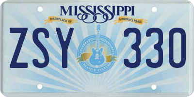 MS license plate ZSY330