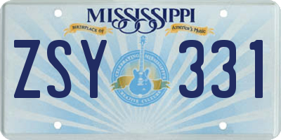 MS license plate ZSY331