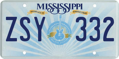 MS license plate ZSY332