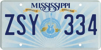 MS license plate ZSY334