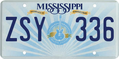 MS license plate ZSY336