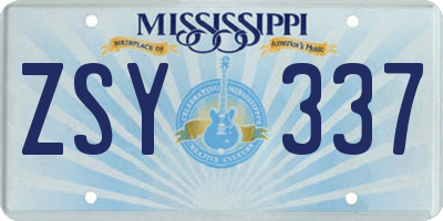 MS license plate ZSY337