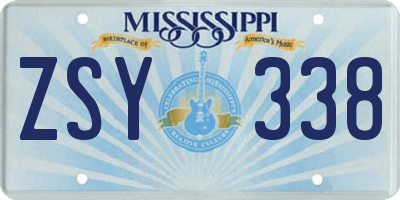 MS license plate ZSY338
