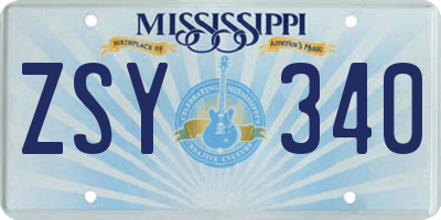 MS license plate ZSY340