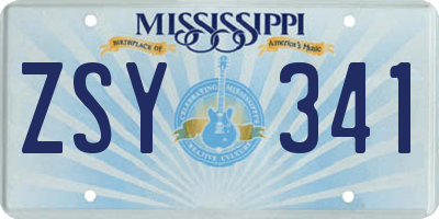 MS license plate ZSY341