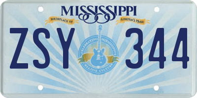 MS license plate ZSY344