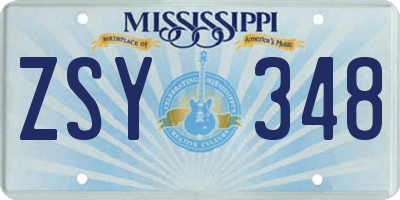 MS license plate ZSY348