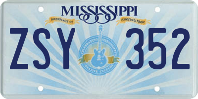 MS license plate ZSY352