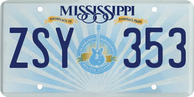 MS license plate ZSY353