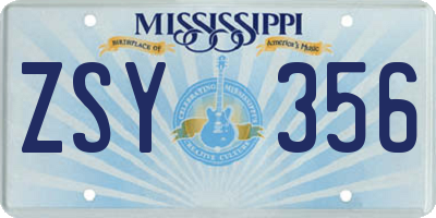 MS license plate ZSY356