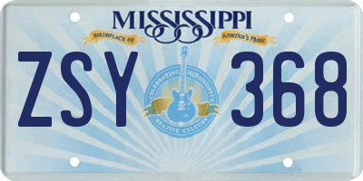 MS license plate ZSY368