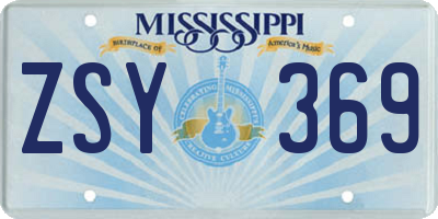 MS license plate ZSY369