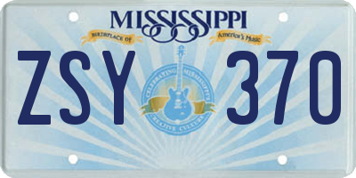 MS license plate ZSY370