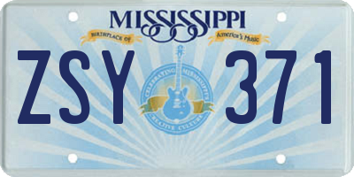 MS license plate ZSY371