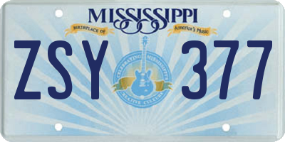 MS license plate ZSY377