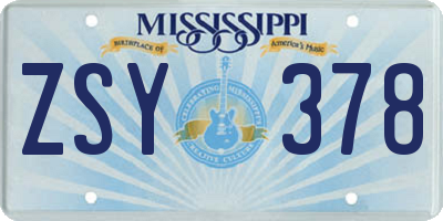 MS license plate ZSY378