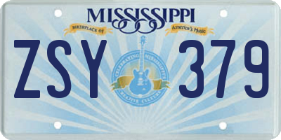 MS license plate ZSY379