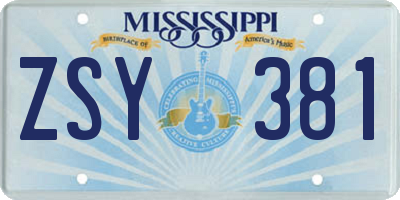 MS license plate ZSY381