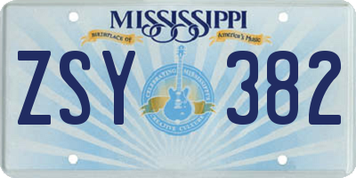 MS license plate ZSY382