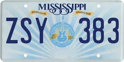 MS license plate ZSY383