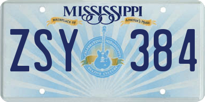 MS license plate ZSY384
