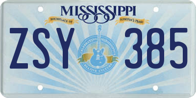 MS license plate ZSY385
