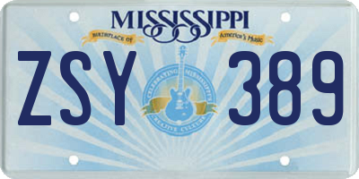 MS license plate ZSY389