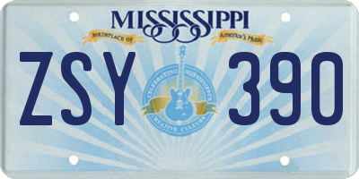 MS license plate ZSY390