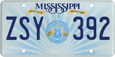 MS license plate ZSY392