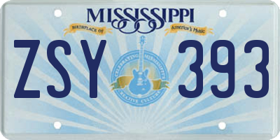 MS license plate ZSY393