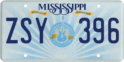 MS license plate ZSY396