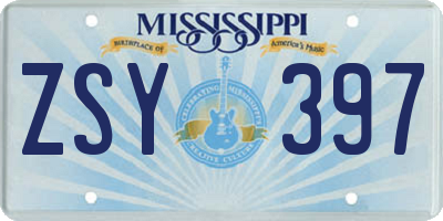MS license plate ZSY397