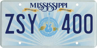 MS license plate ZSY400