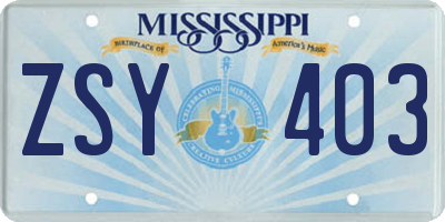 MS license plate ZSY403