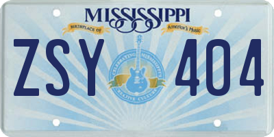 MS license plate ZSY404