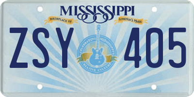 MS license plate ZSY405