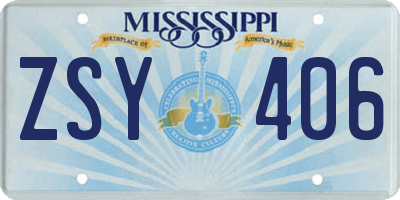 MS license plate ZSY406