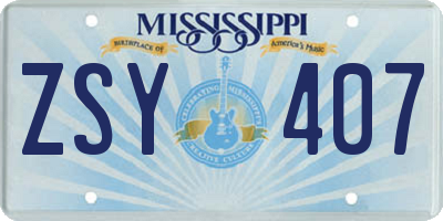 MS license plate ZSY407